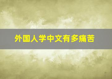 外国人学中文有多痛苦