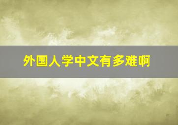 外国人学中文有多难啊