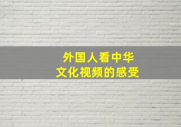 外国人看中华文化视频的感受