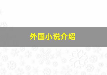 外国小说介绍