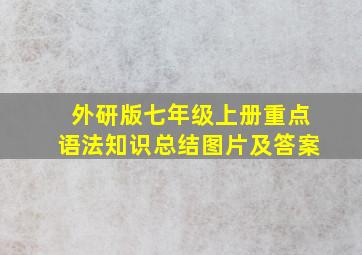 外研版七年级上册重点语法知识总结图片及答案