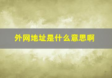 外网地址是什么意思啊