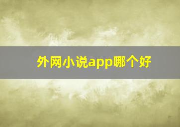 外网小说app哪个好