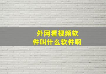 外网看视频软件叫什么软件啊