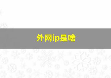 外网ip是啥