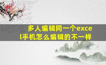 多人编辑同一个excel手机怎么编辑的不一样