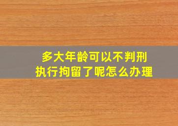 多大年龄可以不判刑执行拘留了呢怎么办理