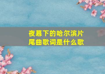 夜幕下的哈尔滨片尾曲歌词是什么歌