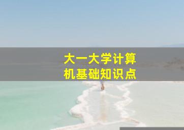 大一大学计算机基础知识点