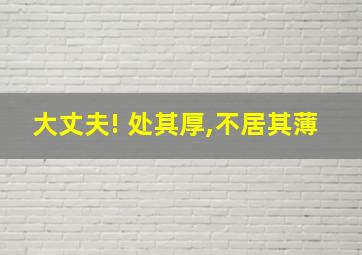 大丈夫! 处其厚,不居其薄; 处其实,不居其华!