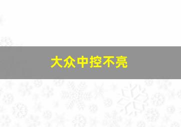 大众中控不亮