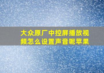 大众原厂中控屏播放视频怎么设置声音呢苹果