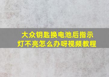 大众钥匙换电池后指示灯不亮怎么办呀视频教程