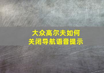 大众高尔夫如何关闭导航语音提示