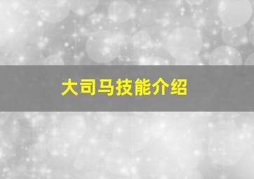 大司马技能介绍