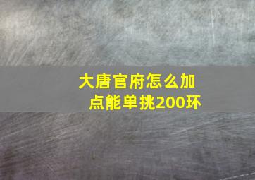 大唐官府怎么加点能单挑200环