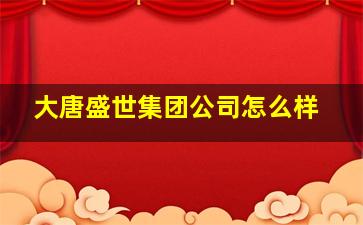 大唐盛世集团公司怎么样