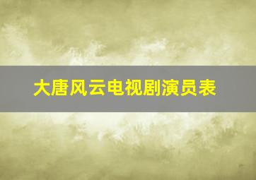 大唐风云电视剧演员表