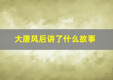 大唐风后讲了什么故事