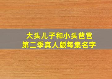 大头儿子和小头爸爸第二季真人版每集名字