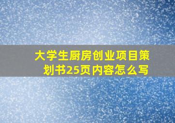 大学生厨房创业项目策划书25页内容怎么写