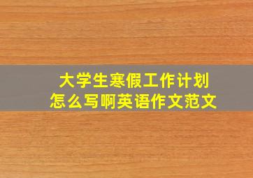 大学生寒假工作计划怎么写啊英语作文范文