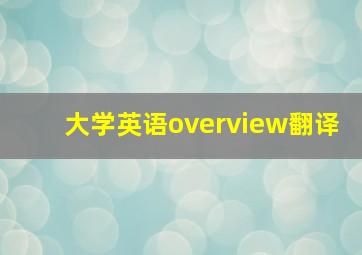 大学英语overview翻译