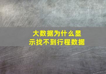 大数据为什么显示找不到行程数据