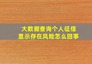 大数据查询个人征信显示存在风险怎么回事