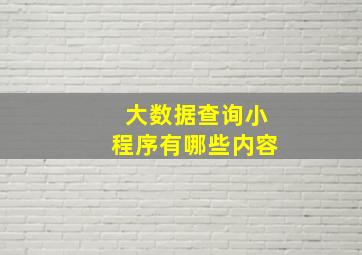 大数据查询小程序有哪些内容