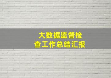 大数据监督检查工作总结汇报