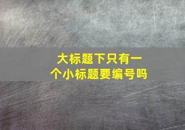 大标题下只有一个小标题要编号吗