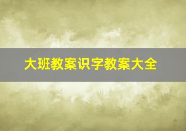 大班教案识字教案大全