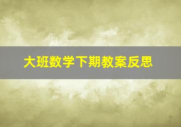 大班数学下期教案反思