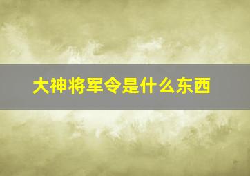 大神将军令是什么东西