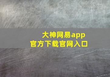 大神网易app官方下载官网入口