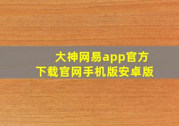 大神网易app官方下载官网手机版安卓版