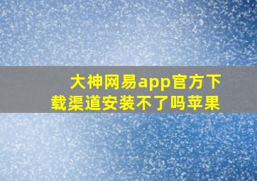 大神网易app官方下载渠道安装不了吗苹果