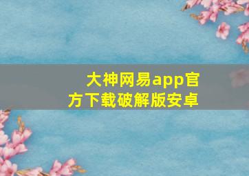 大神网易app官方下载破解版安卓