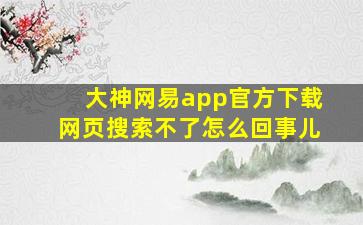 大神网易app官方下载网页搜索不了怎么回事儿