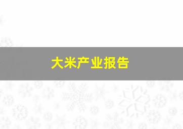 大米产业报告