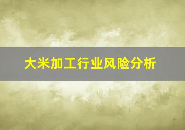 大米加工行业风险分析