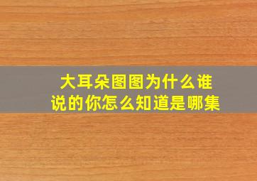 大耳朵图图为什么谁说的你怎么知道是哪集