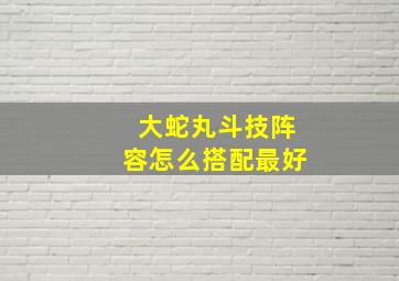 大蛇丸斗技阵容怎么搭配最好