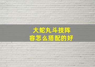 大蛇丸斗技阵容怎么搭配的好