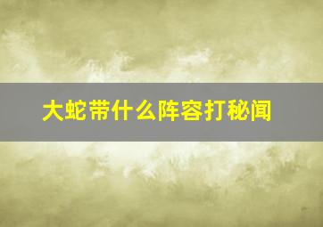 大蛇带什么阵容打秘闻