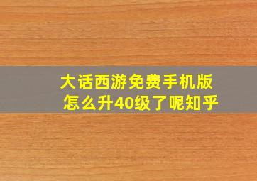 大话西游免费手机版怎么升40级了呢知乎