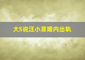 大S说汪小菲婚内出轨