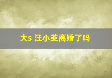 大s 汪小菲离婚了吗