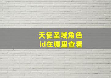 天使圣域角色id在哪里查看